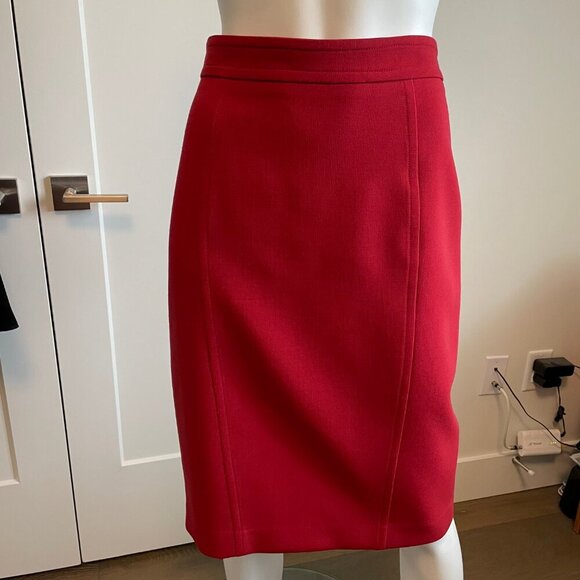 Judith & Charles Modern Lined Wool Blend Pencil Midi Skirt Red Sz 8 - Picture 11 of 11